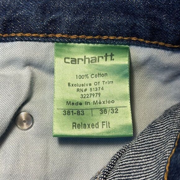 Carhartt Blue Denim Relaxed Fit Work Jeans, 36/32 - Picture 8 of 8